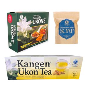 kangen ukon experience set includes one box of kangen ukon tea, one box of kangen supplement and 1 kangen ukon soap